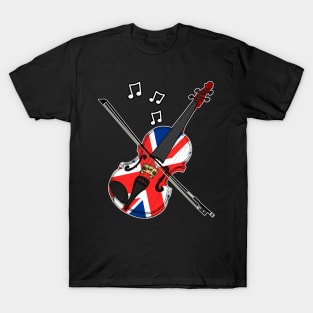 UK Flag Violin Violinist British Musician T-Shirt